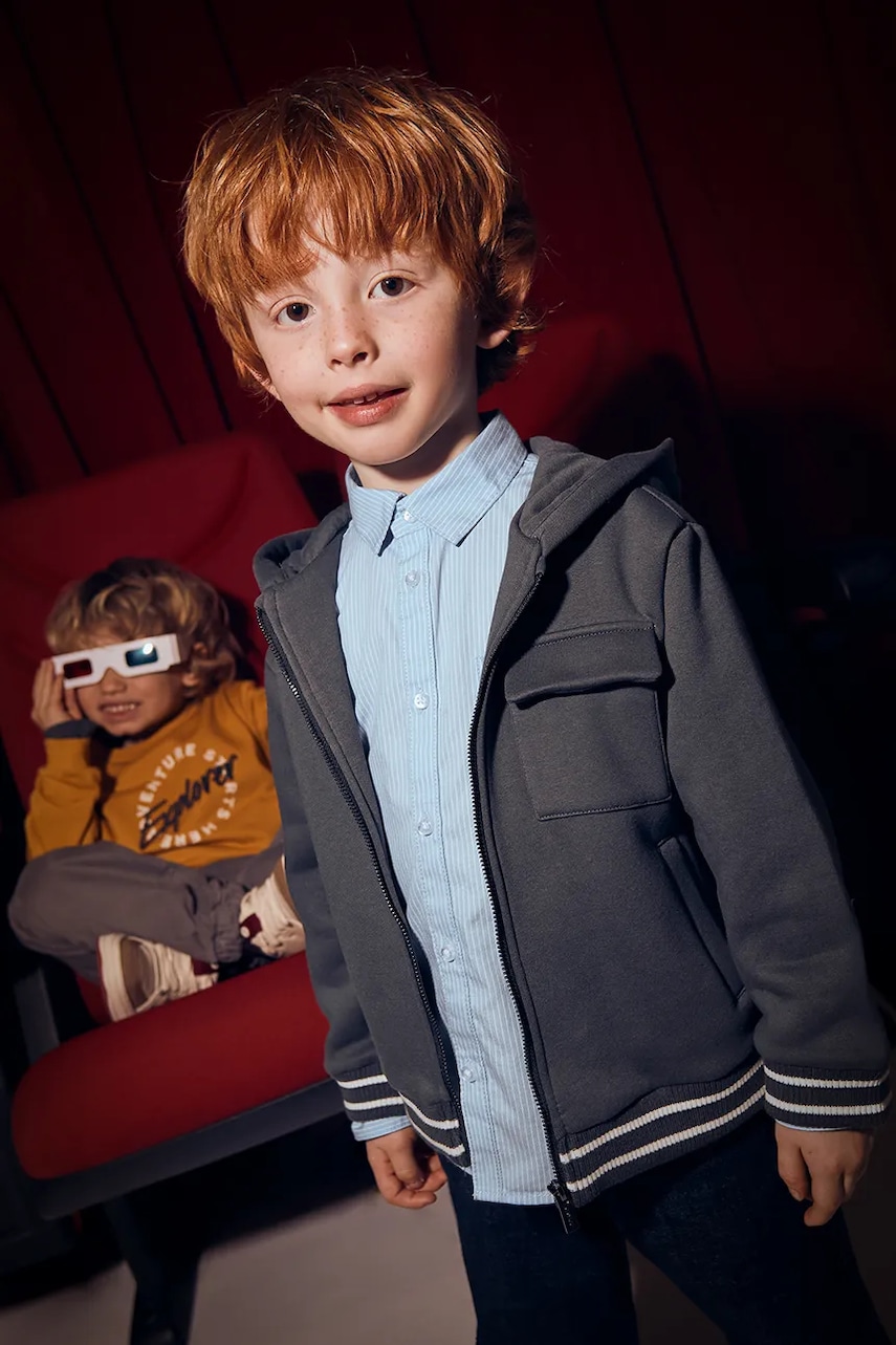 Mayoral bluză copii culoarea gri, cu glugă, uni, 4427