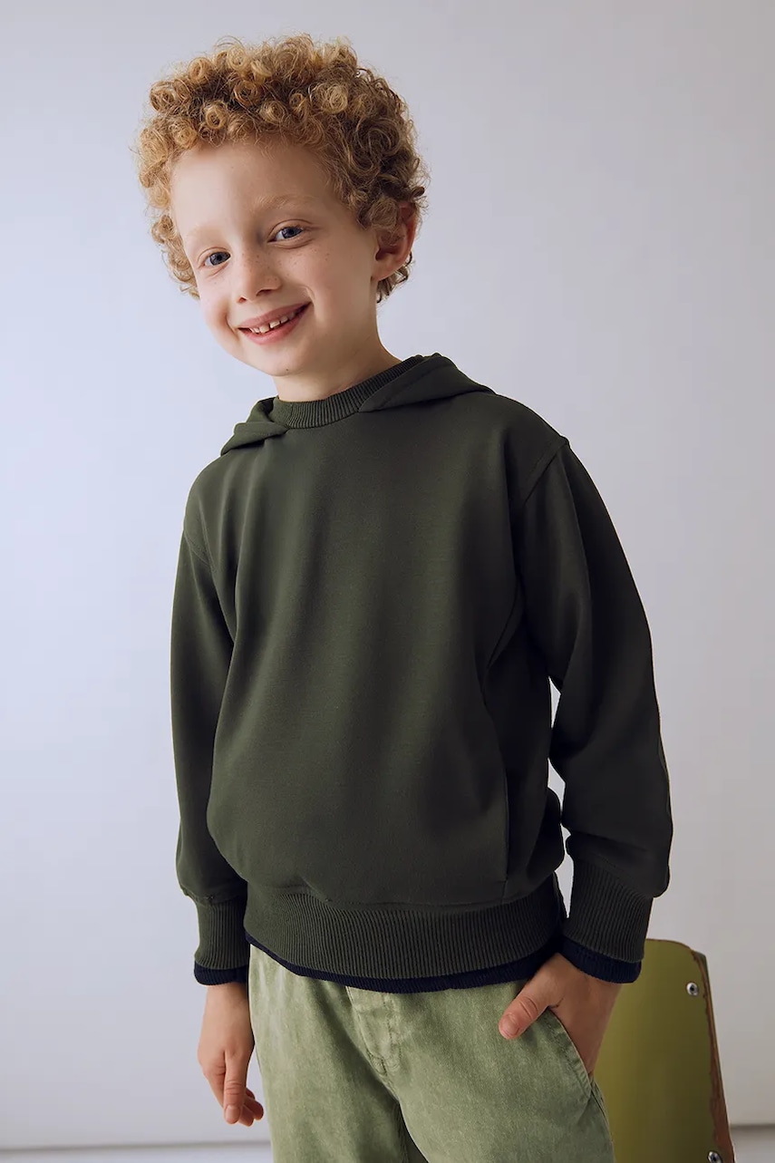 Mayoral bluză culoarea verde, cu glugă, 4451