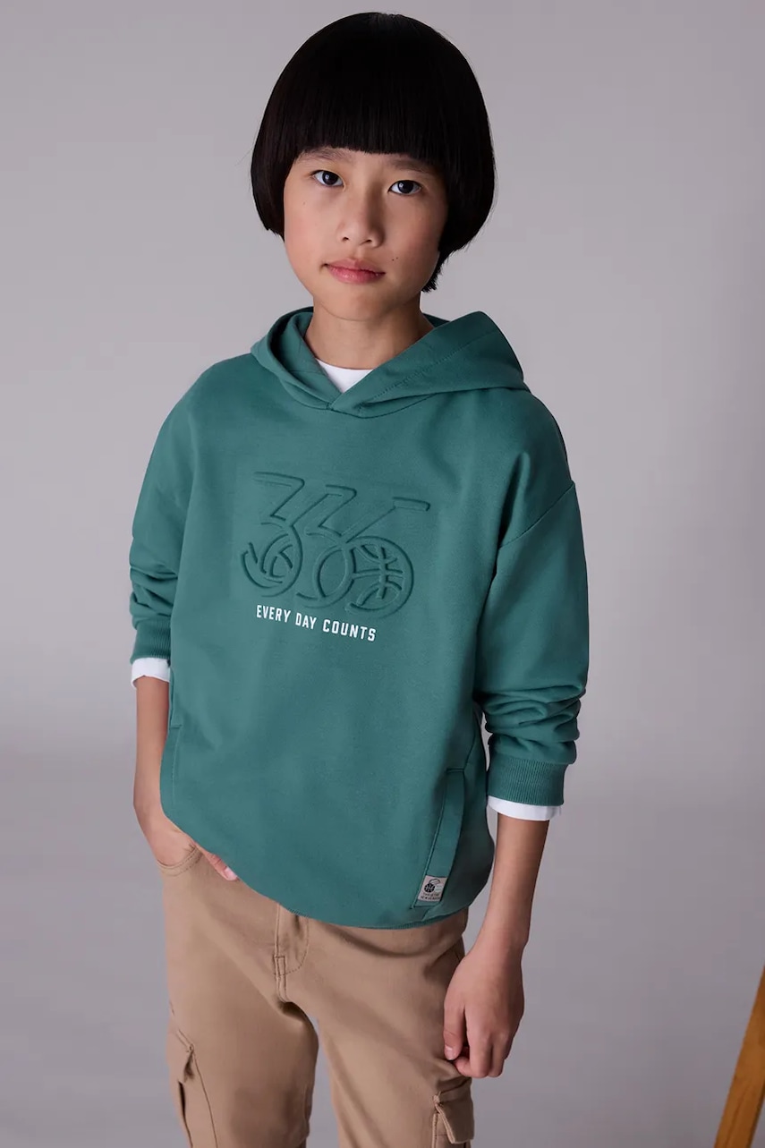 Mayoral bluză culoarea verde, cu glugă, 7401