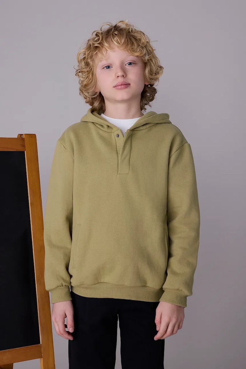 Mayoral bluză copii culoarea verde, cu glugă, uni, 7407