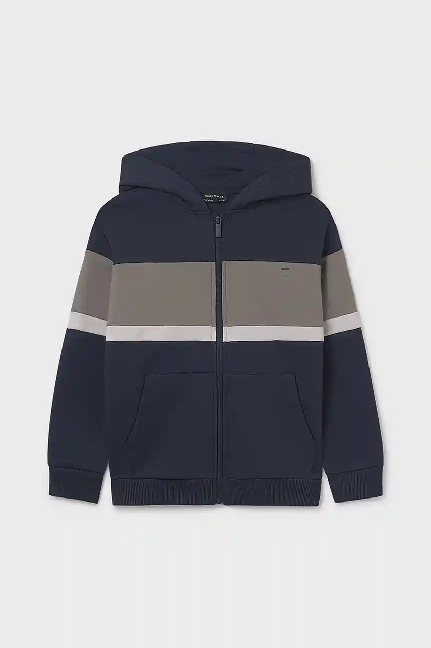 Детская кофта Mayoral цвет синий с капюшоном узор 7418