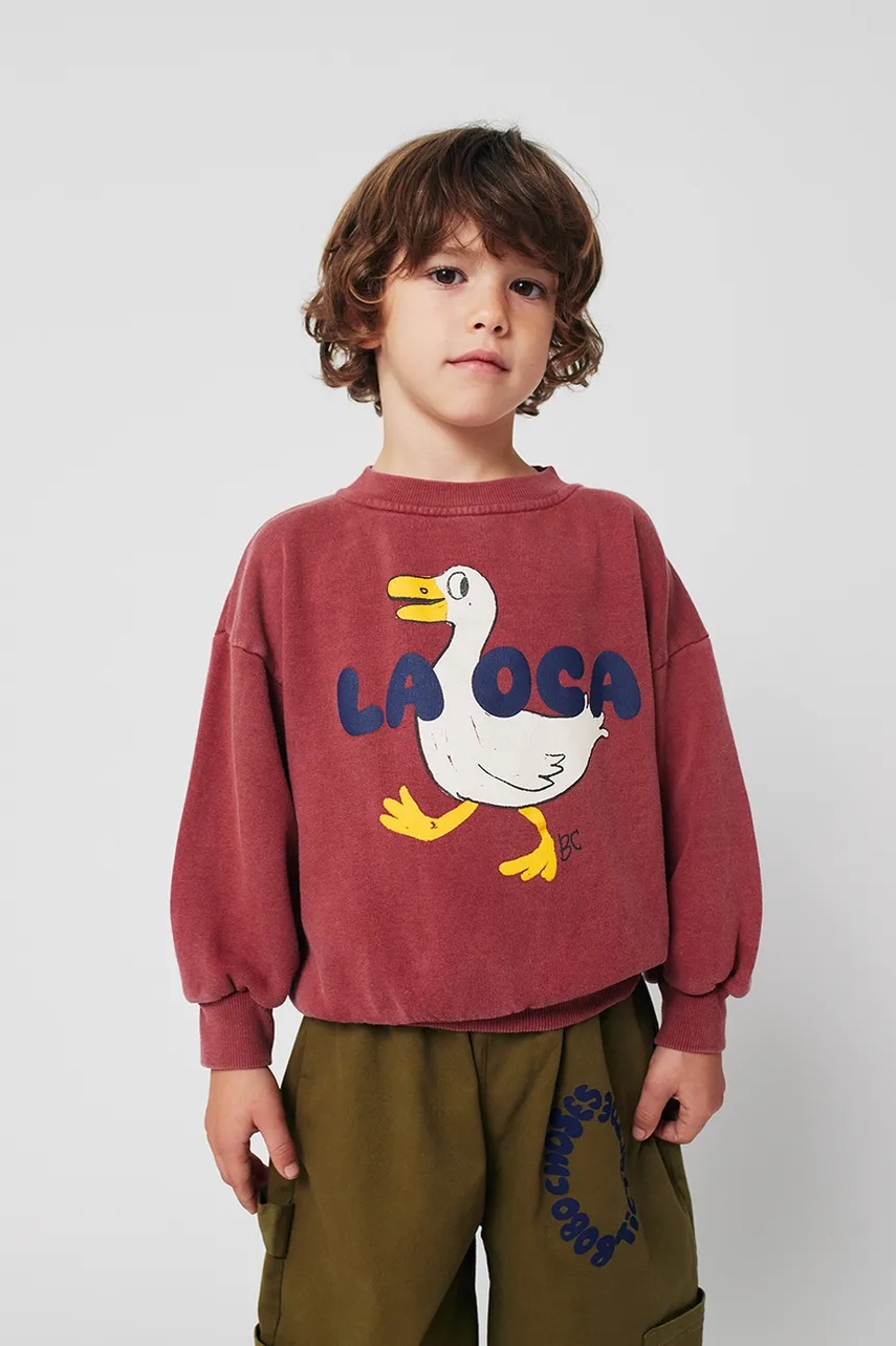 Bobo Choses hanorac de bumbac pentru copii La Oca culoarea roșu, cu imprimeu, 225AC029