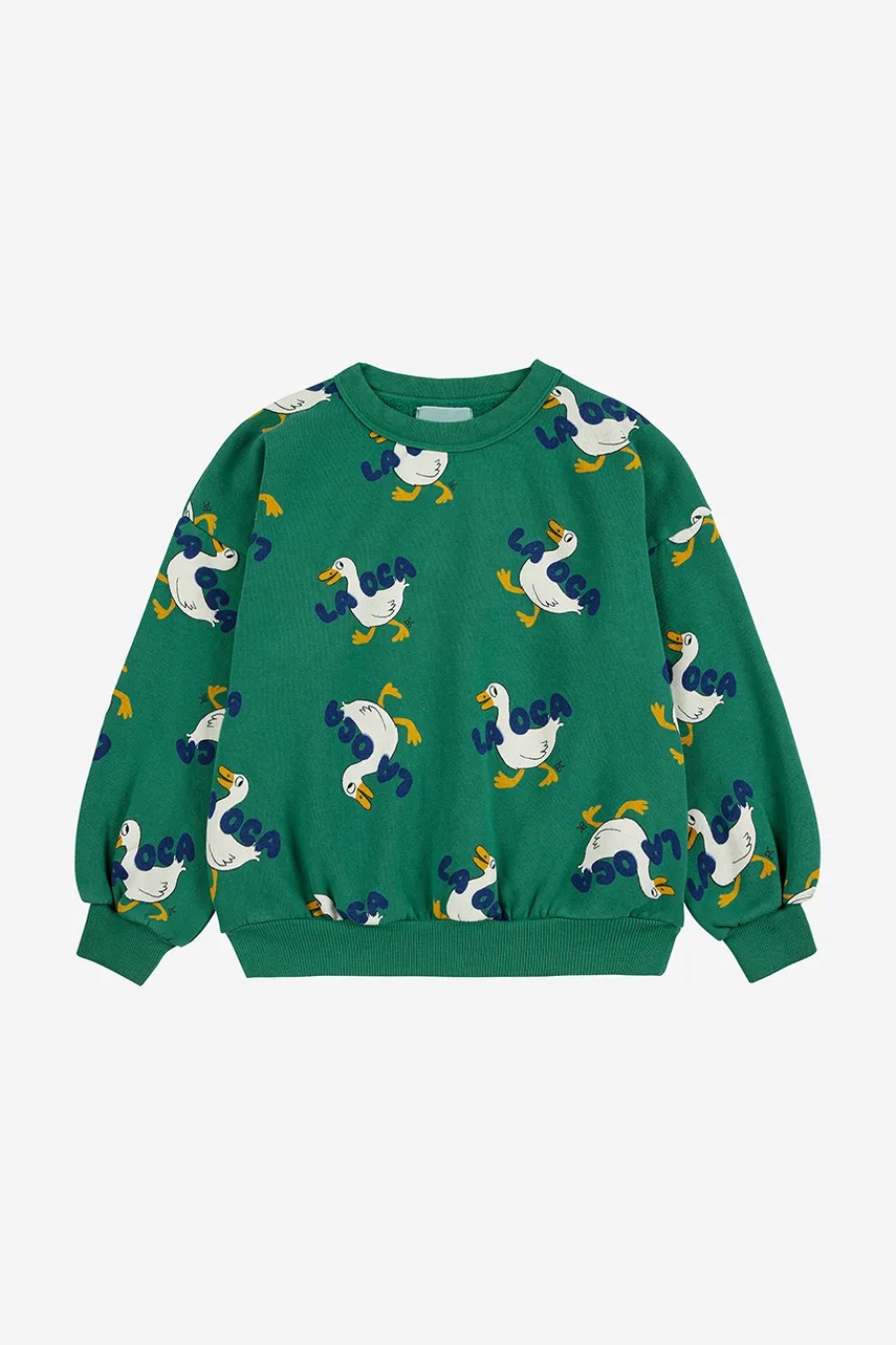 Детская хлопковая кофта Bobo Choses La Oca цвет зелёный узор 225AC037 Детская хлопковая кофта Bobo Choses La Oca цвет зелёный узор 225AC037