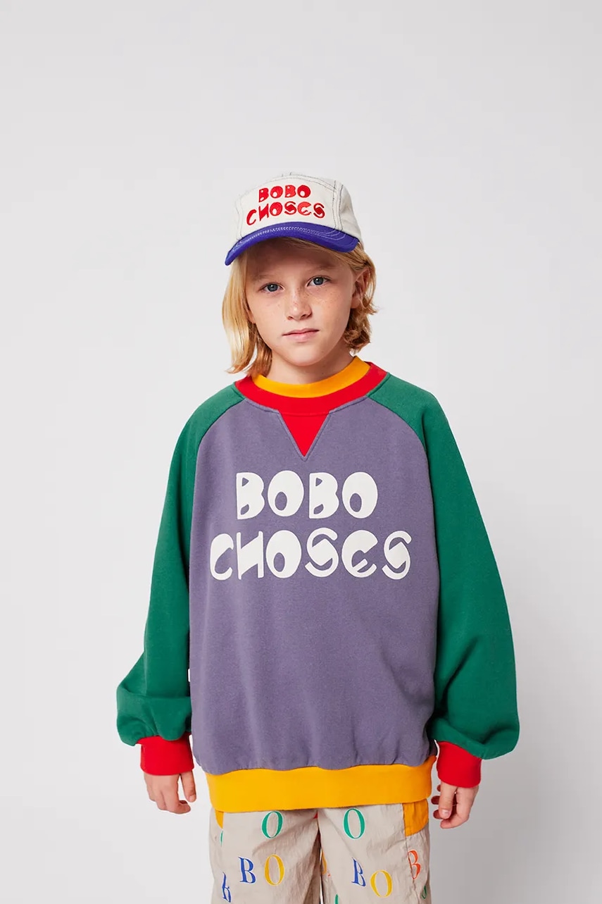 Bobo Choses hanorac de bumbac pentru copii culoarea gri, modelator, 225AC137