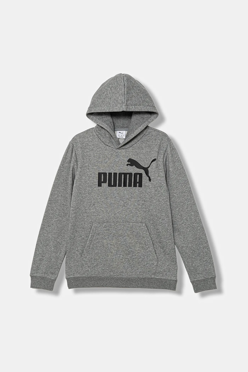 Детская кофта Puma ESS No. 1 Logo Hoodie FL B цвет серый с капюшоном с принтом 684908 Детская кофта Puma ESS No. 1 Logo Hoodie FL B цвет серый с капюшоном с принтом 684908