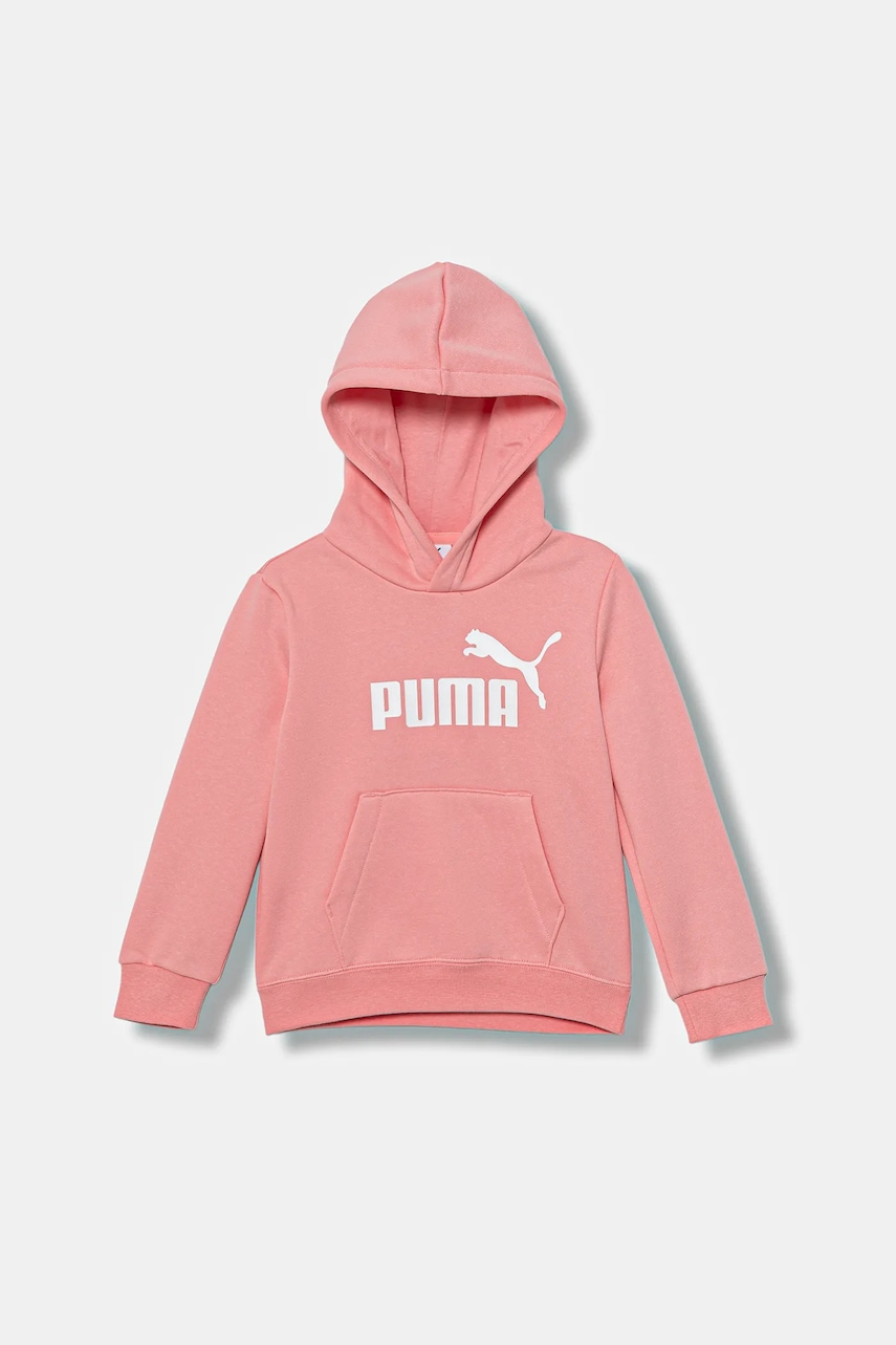 Levně Dětská mikina Puma ESS No. 1 Logo Hoodie FL PS růžová barva, s kapucí, s potiskem, 684931