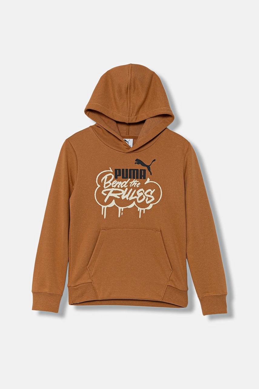 Puma bluză copii MID90s Hoodie TR B culoarea maro, cu glugă, cu imprimeu, 688468