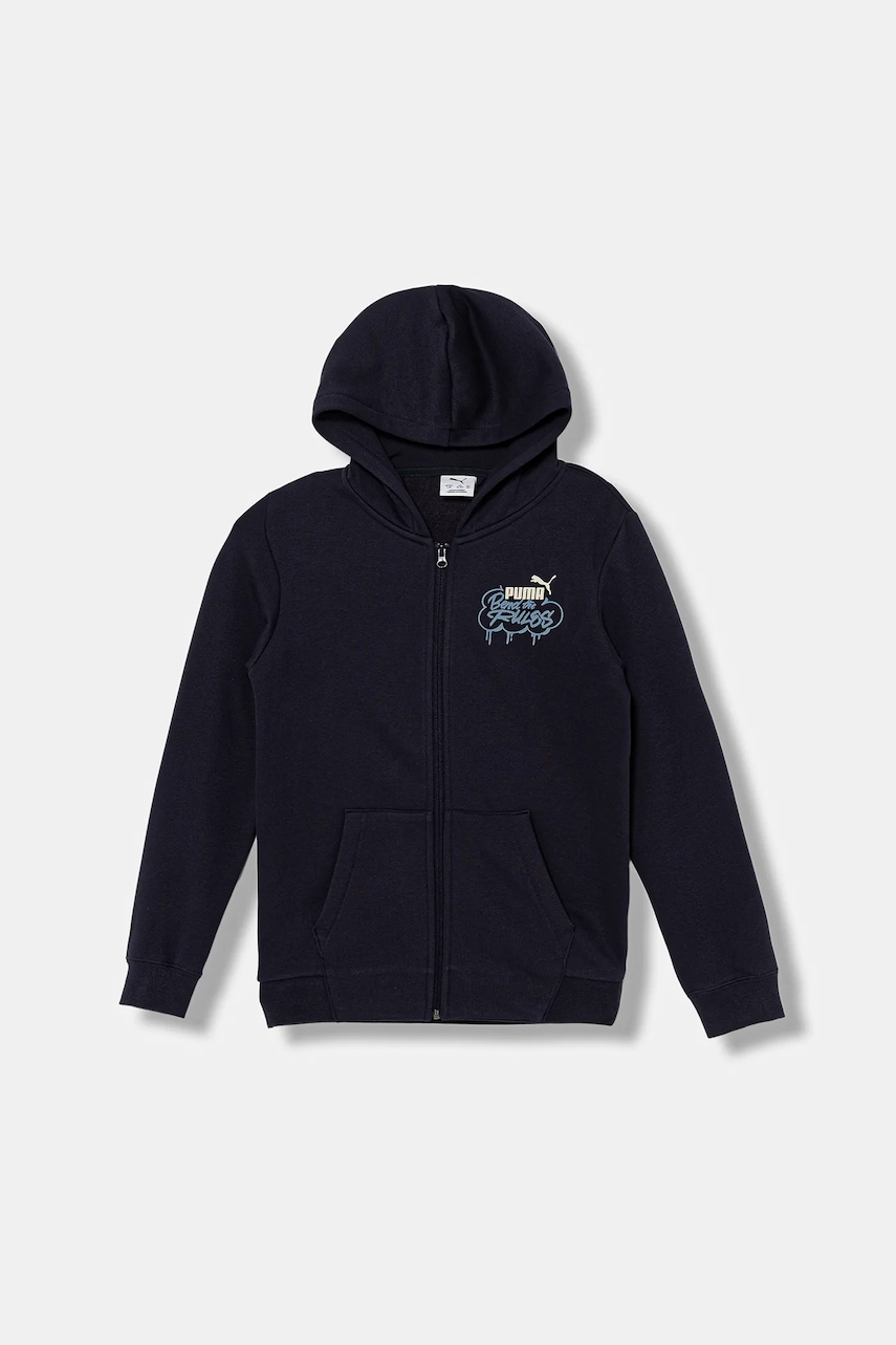 Puma bluză copii MID90s Full-Zip FL B culoarea bleumarin, cu glugă, cu imprimeu, 688469