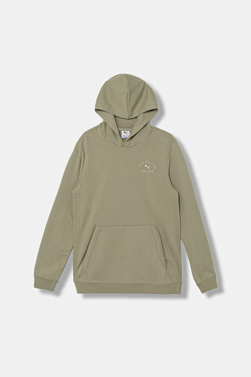 Levně Dětská mikina Puma PUMA CLASS Graphic Hoodie TR B zelená barva, s kapucí, s potiskem, 688852