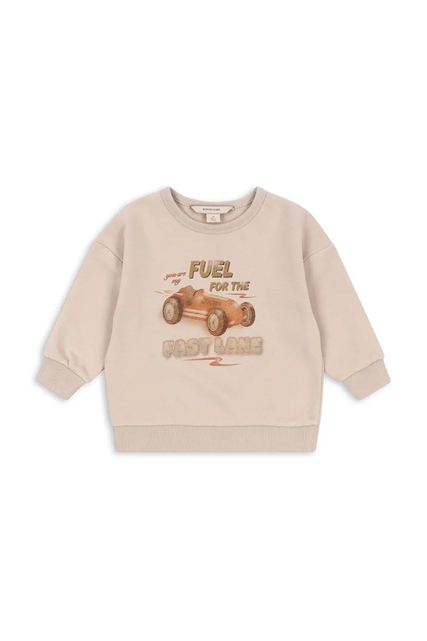 Levně Dětská mikina s bavlnou Konges Sløjd LOU SWEAT SHIRT OCS béžová barva, s potiskem, KS103868