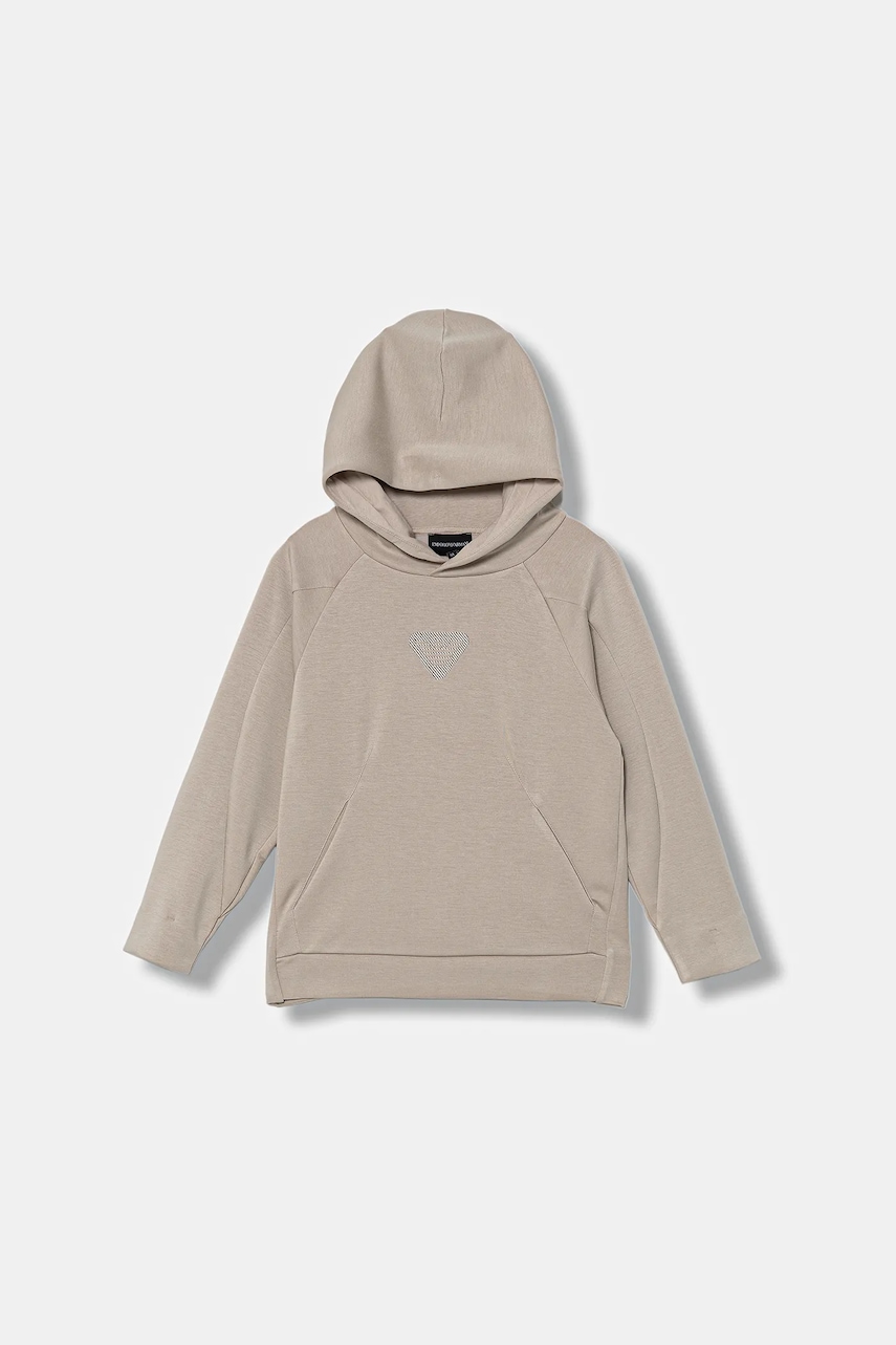 Детская кофта Emporio Armani цвет бежевый с капюшоном с аппликацией EB000835 AF16254 Детская кофта Emporio Armani цвет бежевый с капюшоном с аппликацией EB000835 AF16254