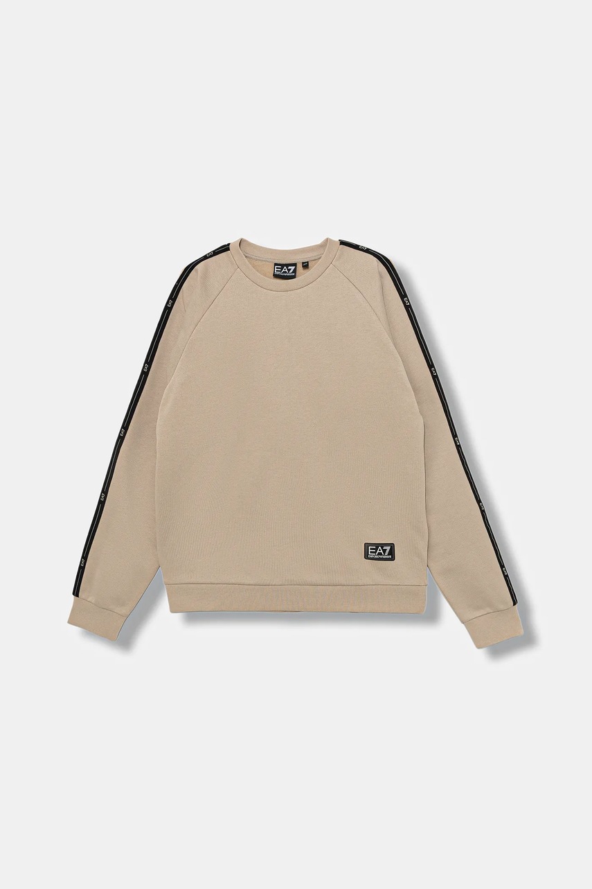 Levně Dětská mikina EA7 Emporio Armani béžová barva, s aplikací, 7B000191 AF10368