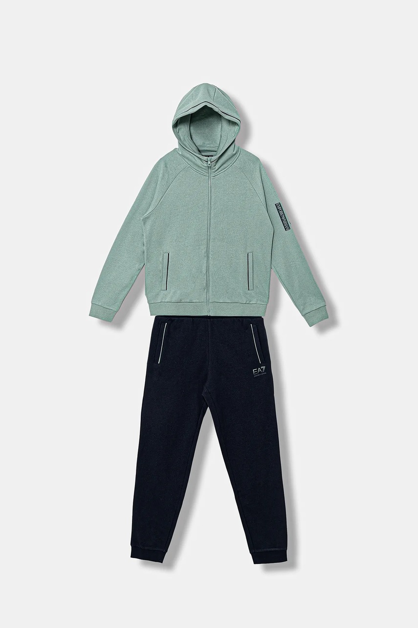 Levně Dětská tepláková souprava EA7 Emporio Armani tyrkysová barva, 7B000178 AF10368