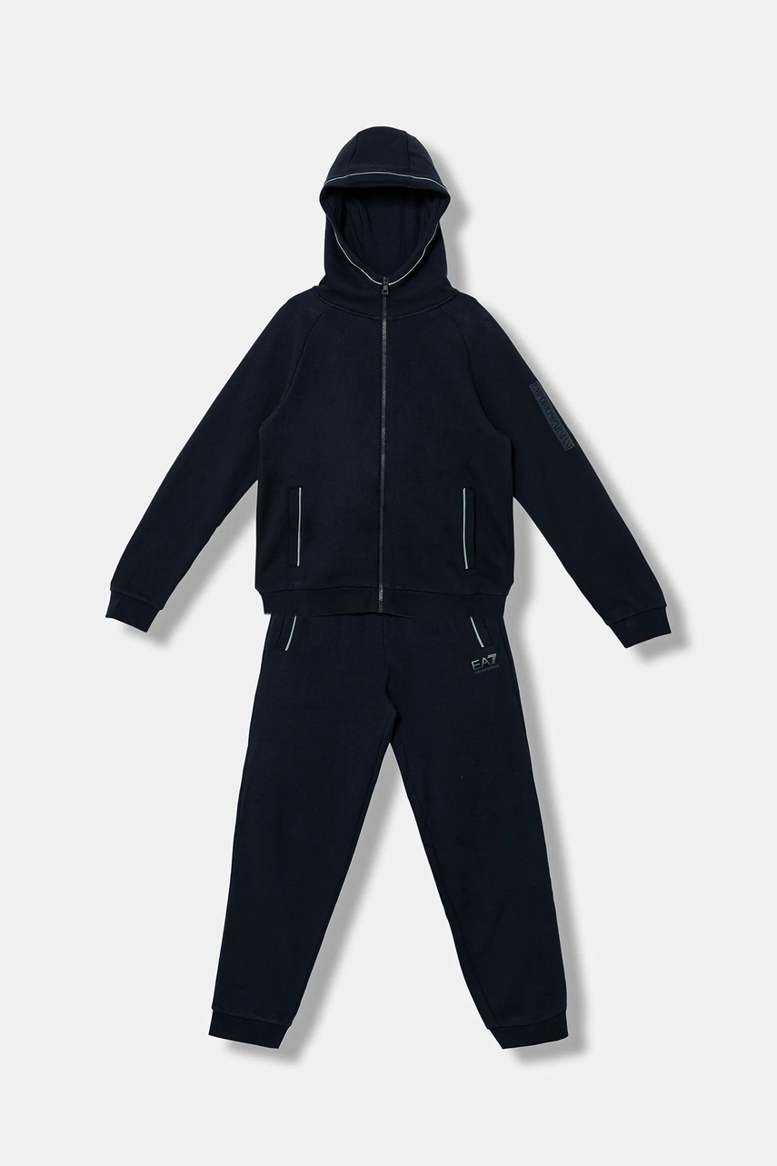 Levně Dětská tepláková souprava EA7 Emporio Armani tmavomodrá barva, 7B000178 AF10368