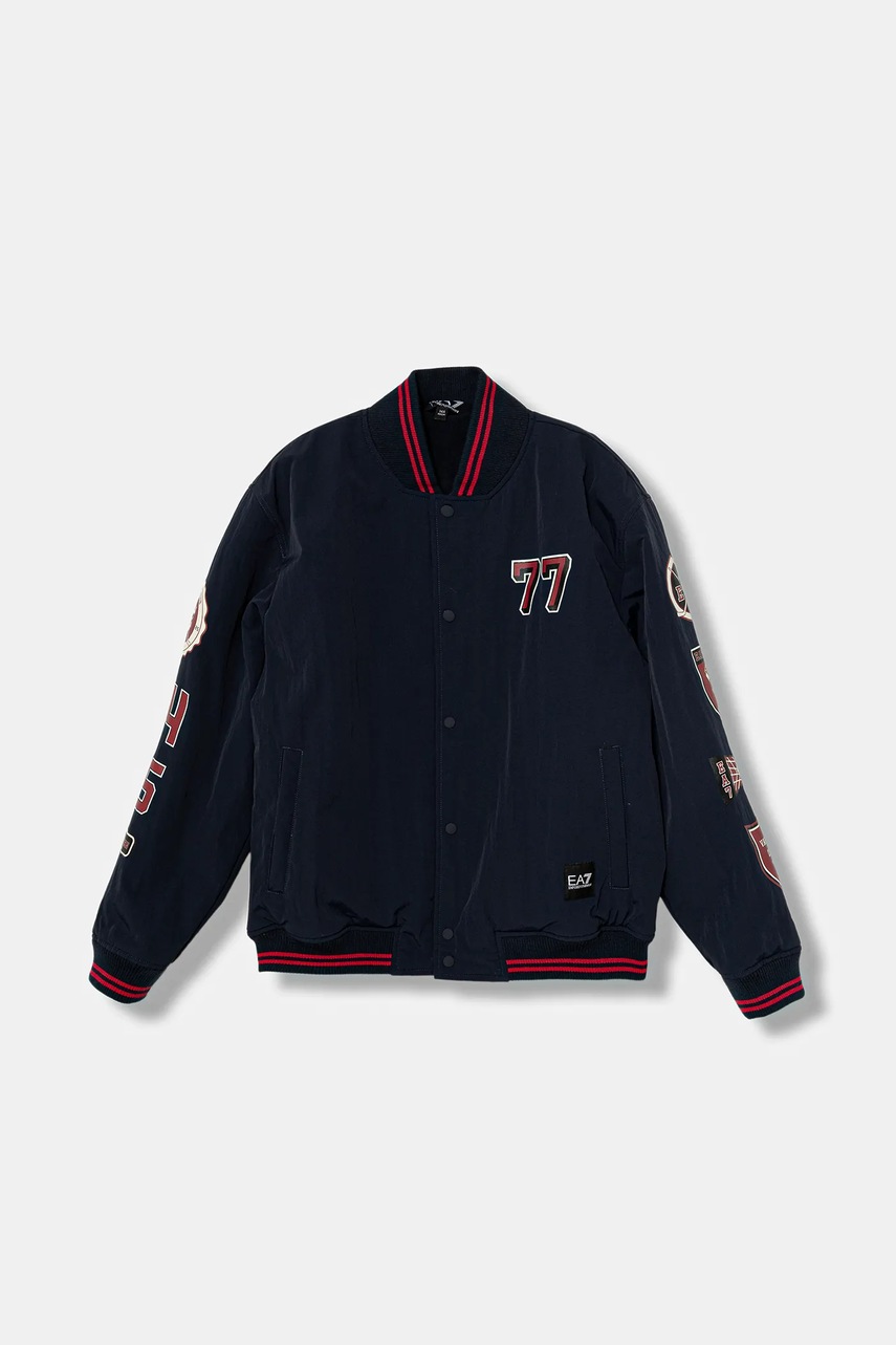 Levně Dětská bomber bunda EA7 Emporio Armani tmavomodrá barva, 7B000226 AF16828