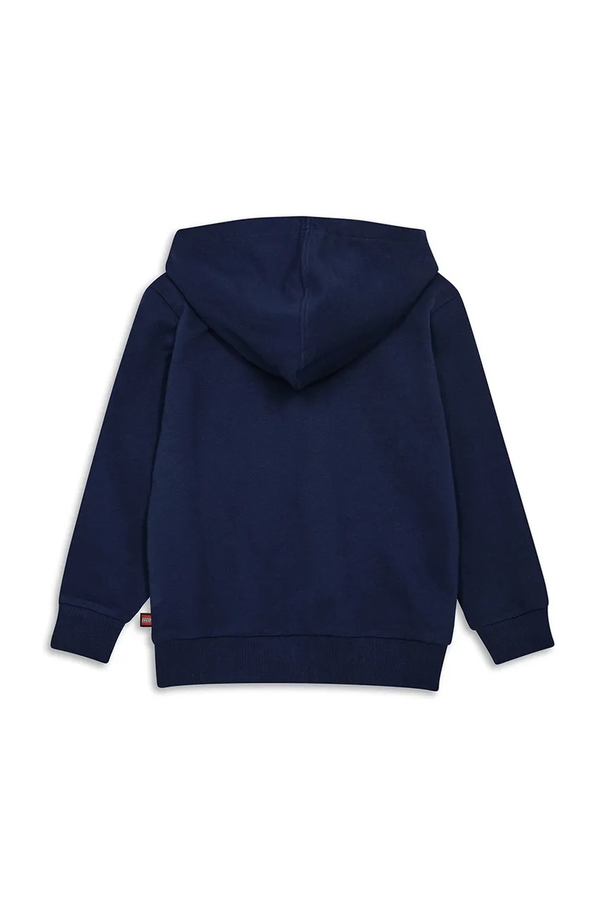 Детская хлопковая кофта Lego LWSAKU 608 цвет синий с капюшоном с принтом 11010924