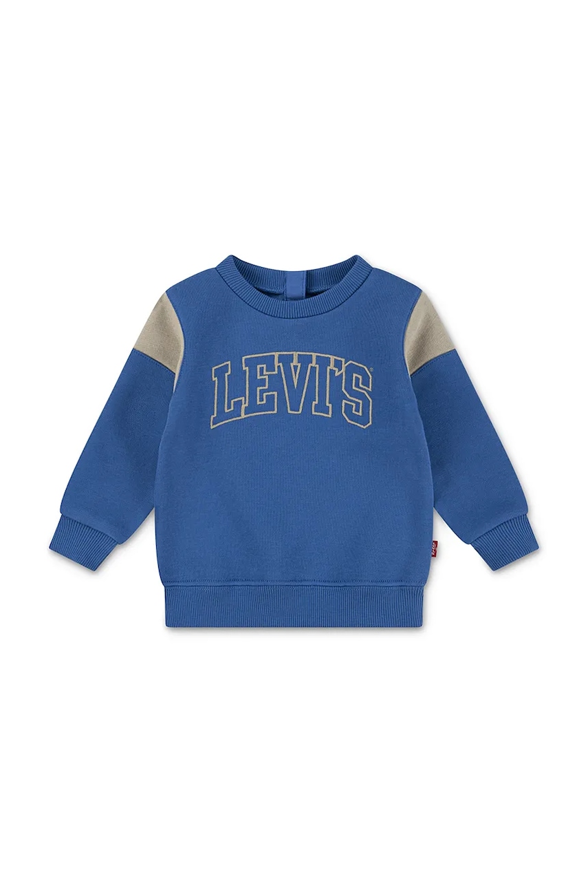 Levně Dětská mikina Levi's LEVI'S SPORTY CREW modrá barva, s potiskem, 6EN726