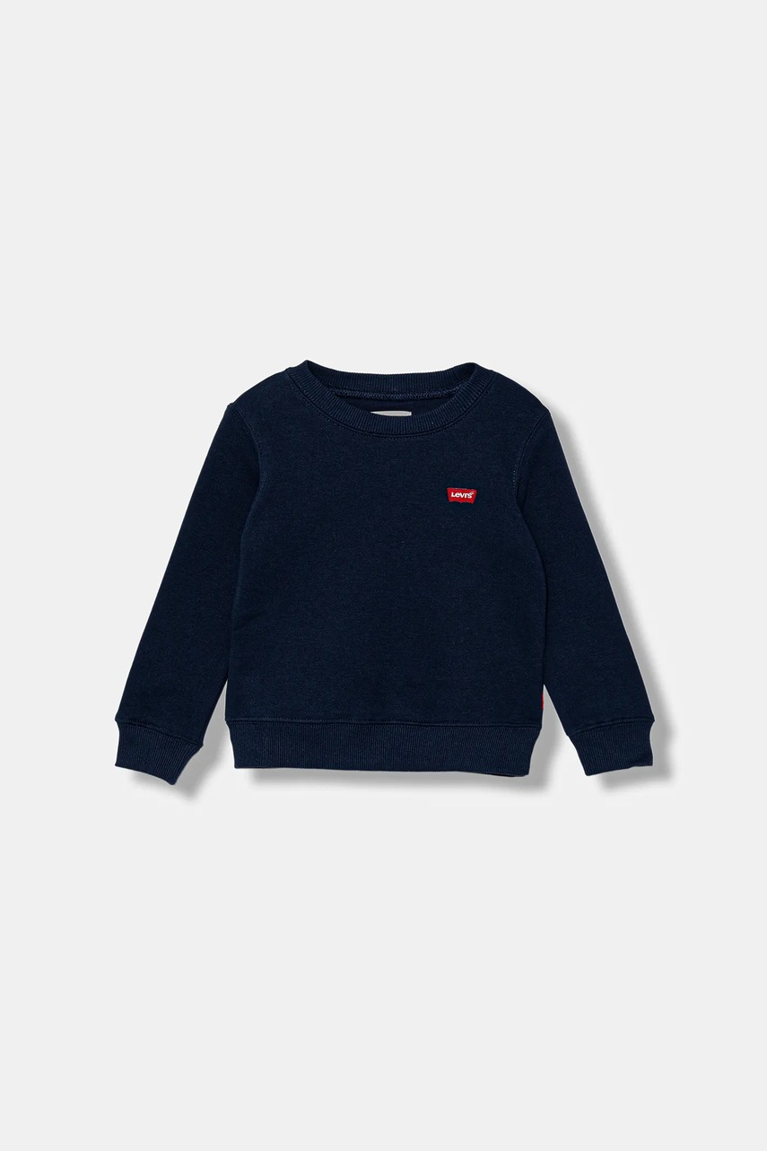 Levně Dětská mikina Levi's MINI LOGO CREWNECK SWEATSH tmavomodrá barva, hladká, 8EE331