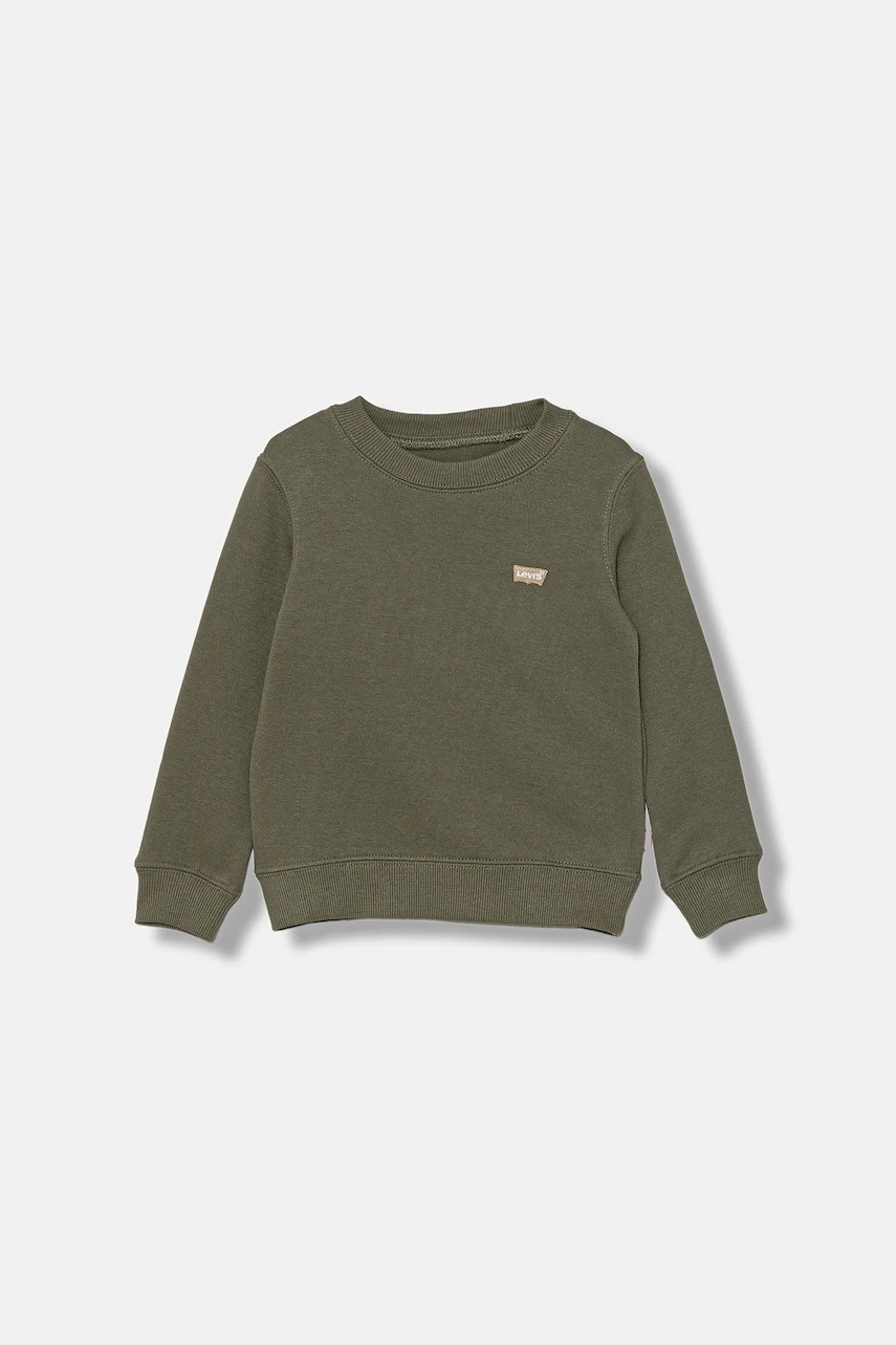 Levi\'s bluză copii MINI LOGO CREWNECK SWEATSH culoarea verde, uni, 8EE331