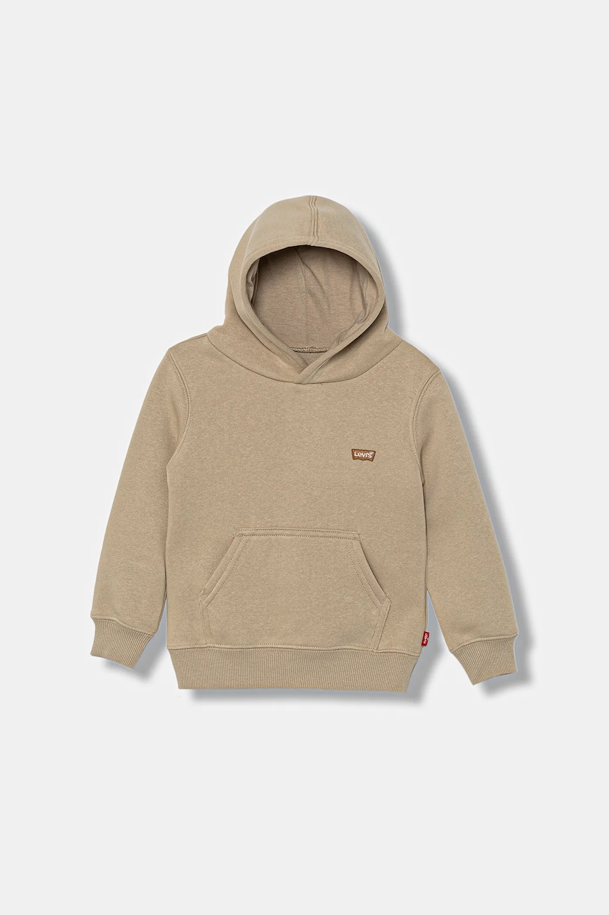 Levi's bluză copii MINI BATWING HOODIE culoarea bej, cu glugă, uni, 8EL452 Levi's bluză copii MINI BATWING HOODIE culoarea bej, cu glugă, uni, 8EL452