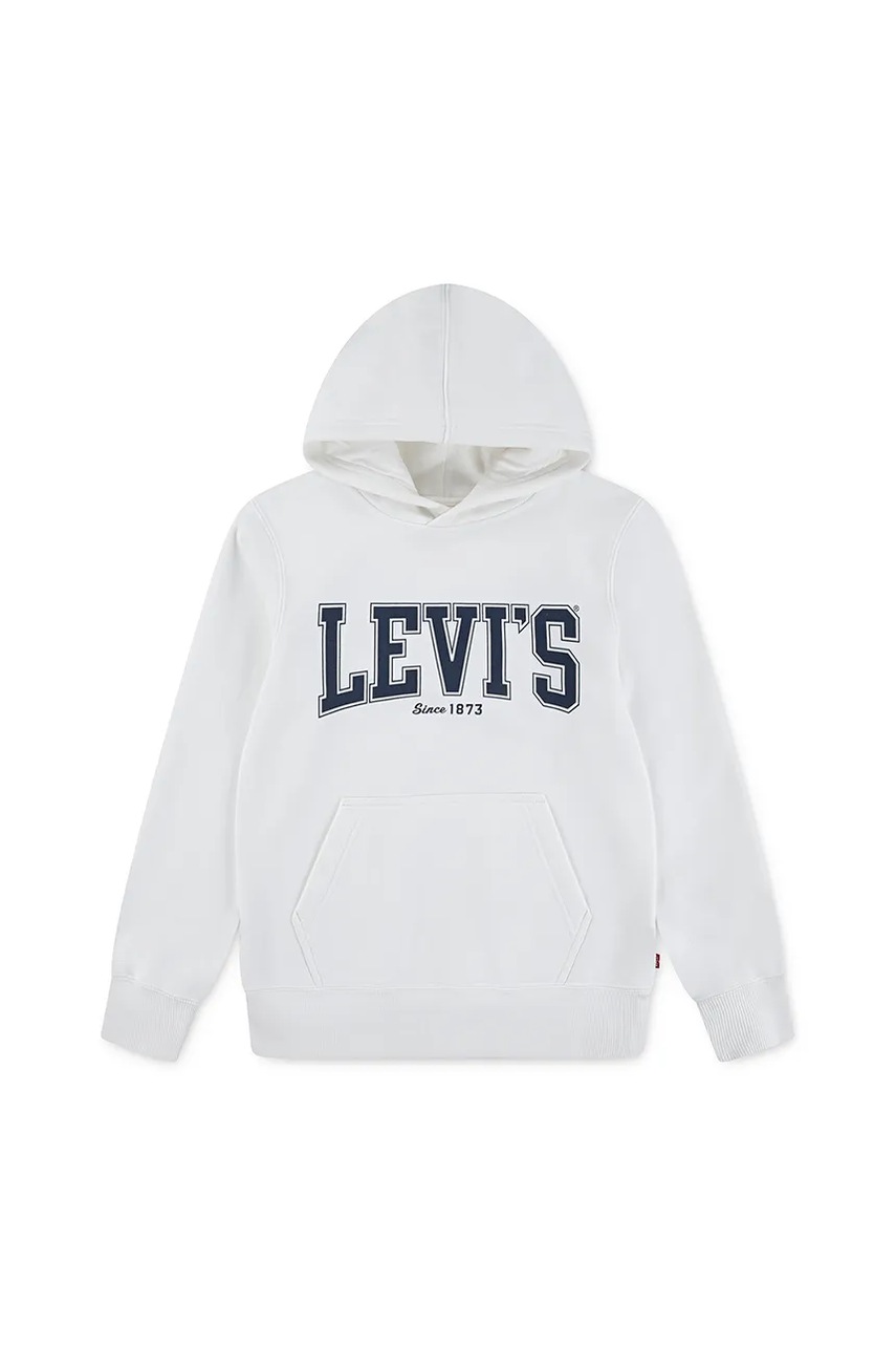 Levně Dětská mikina Levi's THE GREAT HIGHWAY HOODIE bílá barva, s kapucí, s potiskem, 8EN718