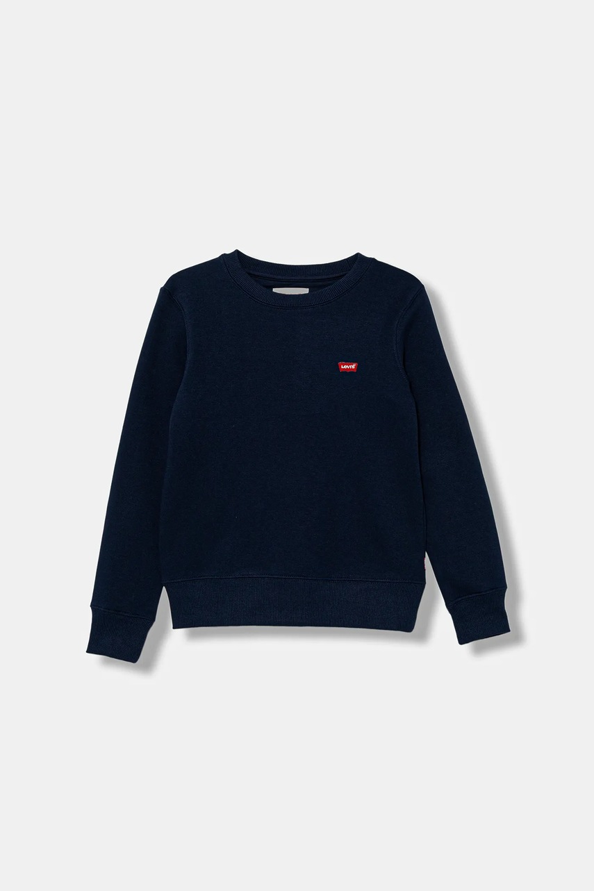 Levně Dětská mikina Levi's MINI LOGO CREWNECK SWEATSH tmavomodrá barva, hladká, 9EE331