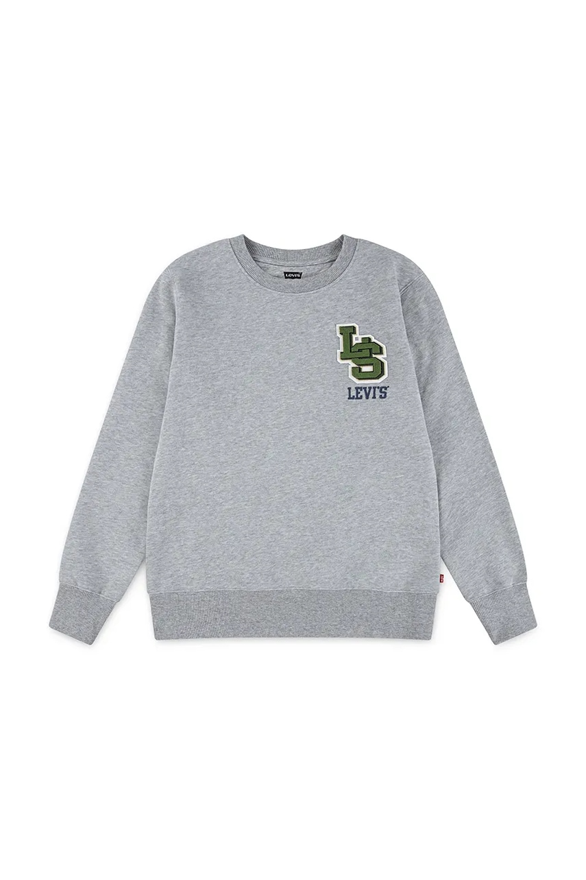 Levně Dětská mikina Levi's STREAMLINE MONOGRAM CREWNE šedá barva, s potiskem, 9EP034