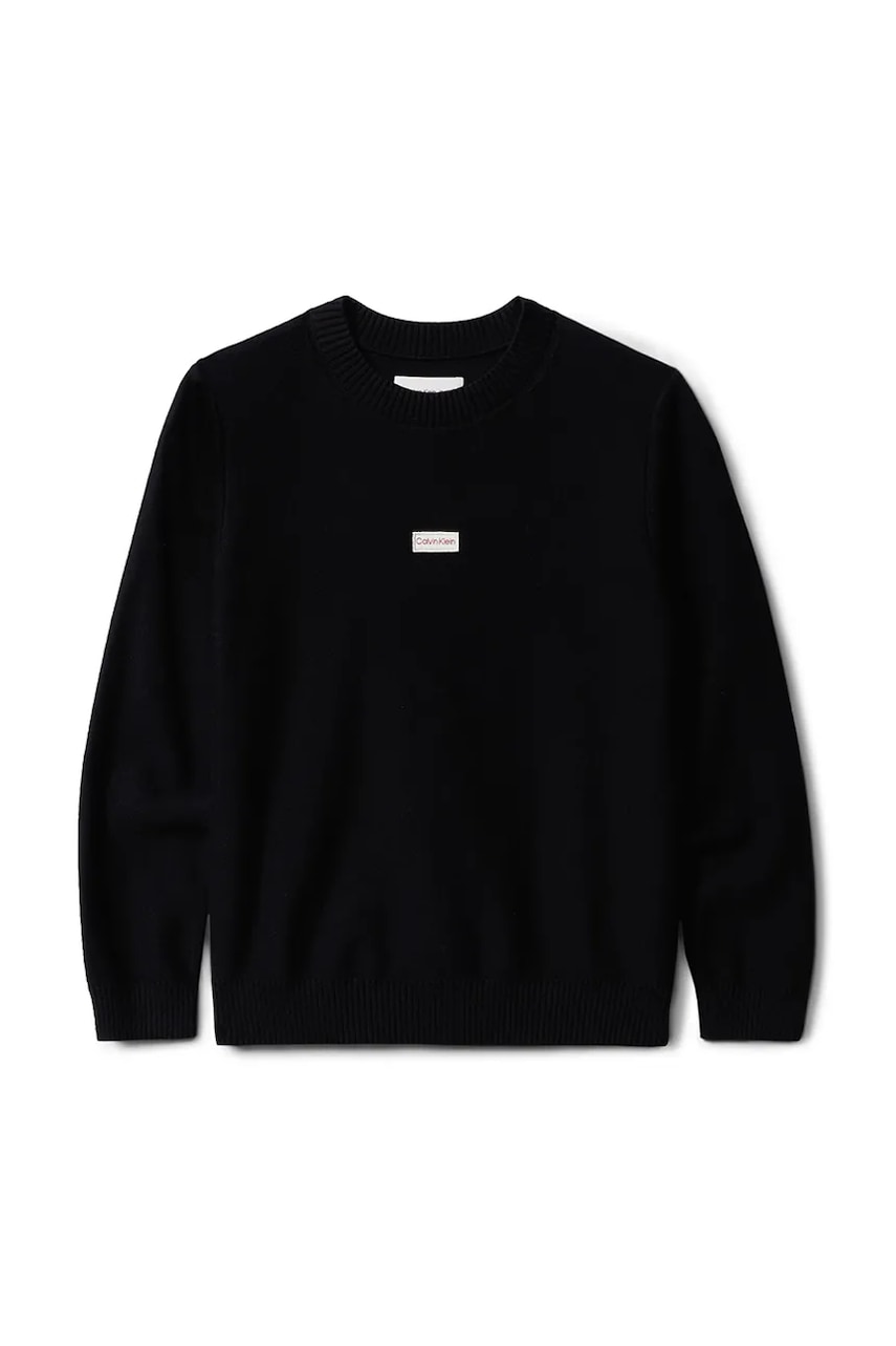 Детская хлопковая кофта Calvin Klein Jeans цвет чёрный с аппликацией IB0IB02596 Детская хлопковая кофта Calvin Klein Jeans цвет чёрный с аппликацией IB0IB02596
