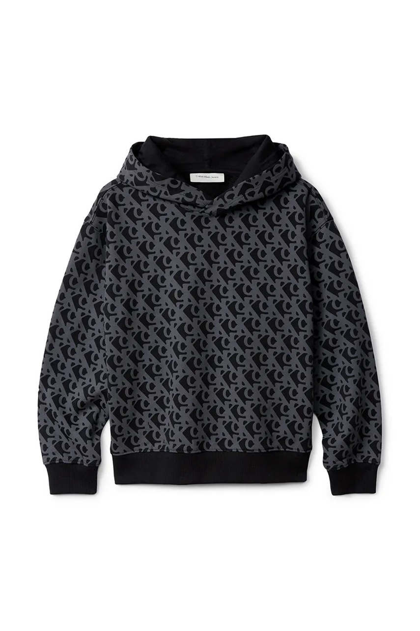 Детская хлопковая кофта Calvin Klein Jeans цвет чёрный с принтом IB0IB02565 Детская хлопковая кофта Calvin Klein Jeans цвет чёрный с принтом IB0IB02565