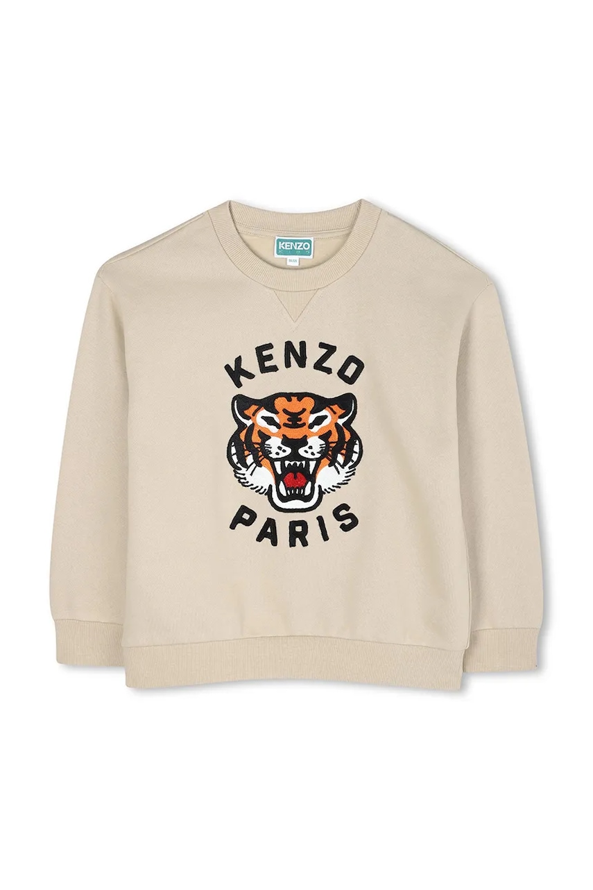 Детская хлопковая кофта Kenzo Kids цвет бежевый с аппликацией K61432 Детская хлопковая кофта Kenzo Kids цвет бежевый с аппликацией K61432
