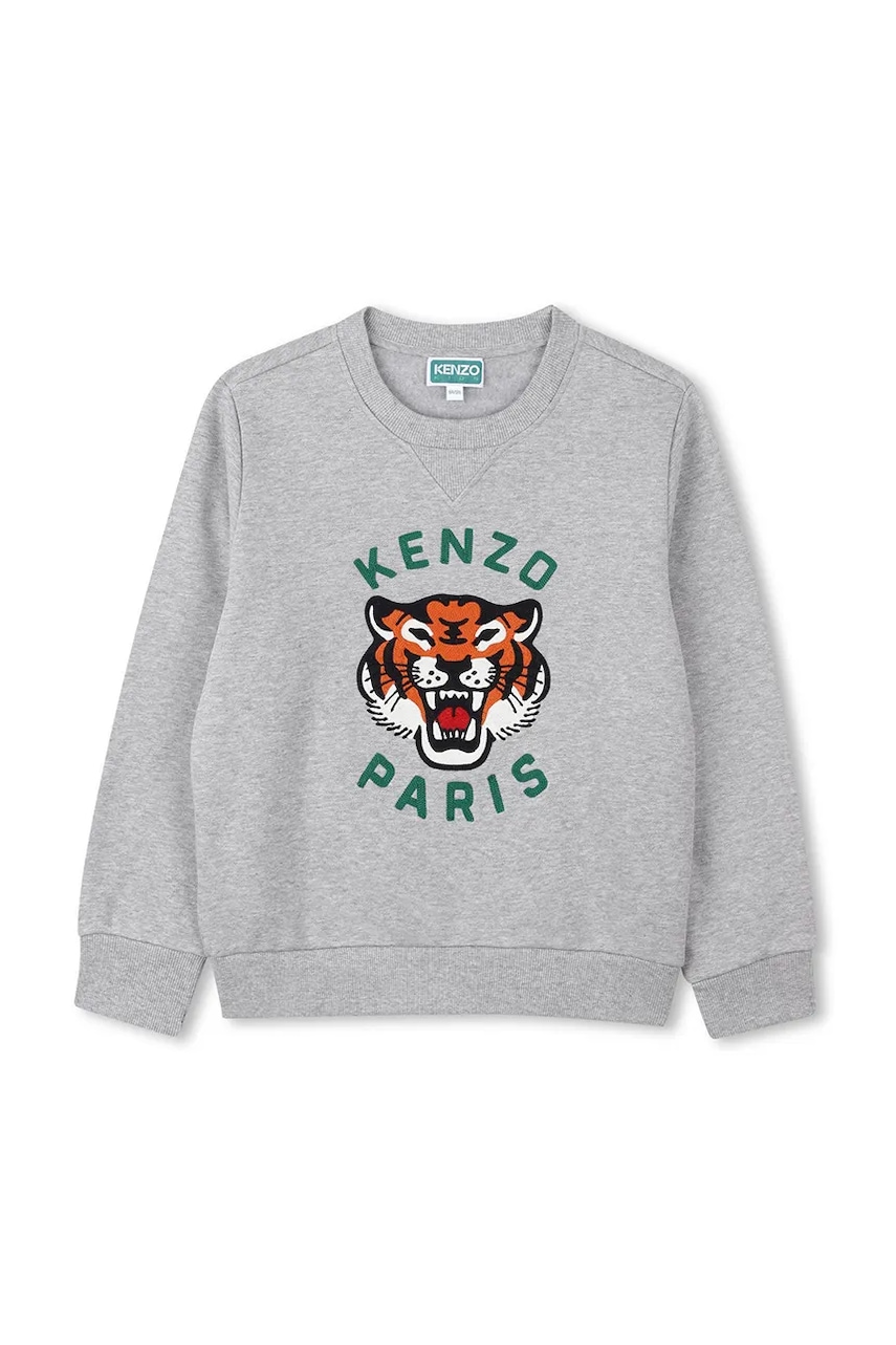 Kenzo Kids hanorac de bumbac pentru copii culoarea gri, cu imprimeu, K61509