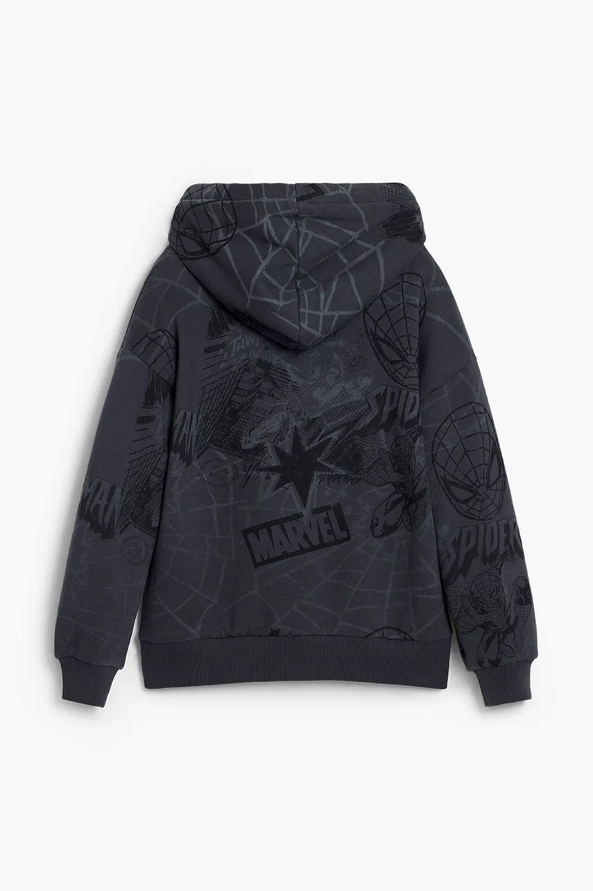 Детская хлопковая кофта Desigual цвет серый с капюшоном с аппликацией 25WBSK08 Детская хлопковая кофта Desigual цвет серый с капюшоном с аппликацией 25WBSK08