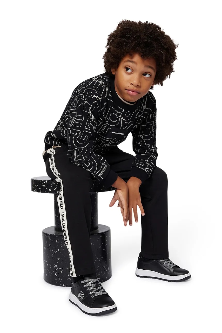 Karl Lagerfeld bluză copii culoarea negru, cu model, Z30642