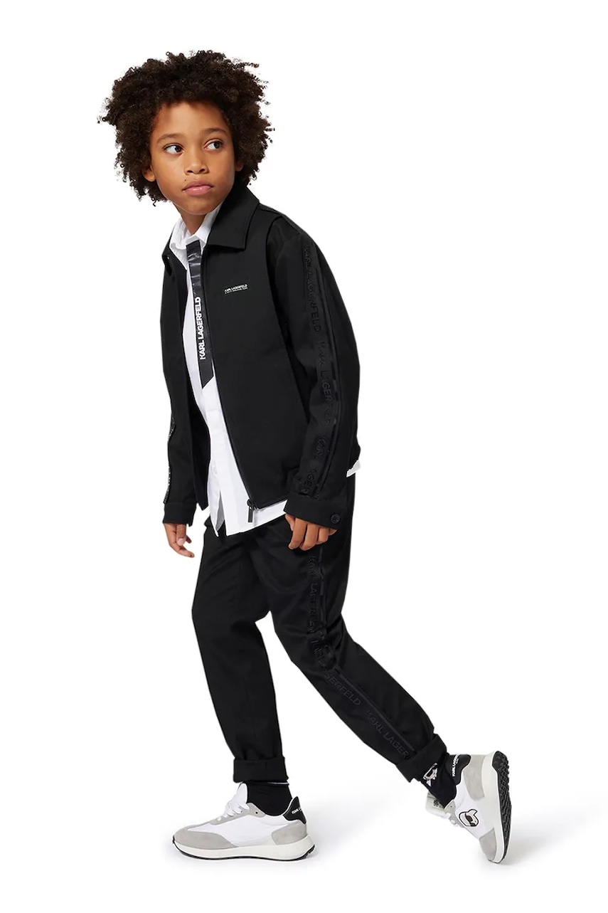 Karl Lagerfeld bluză copii culoarea negru, cu imprimeu, Z30644