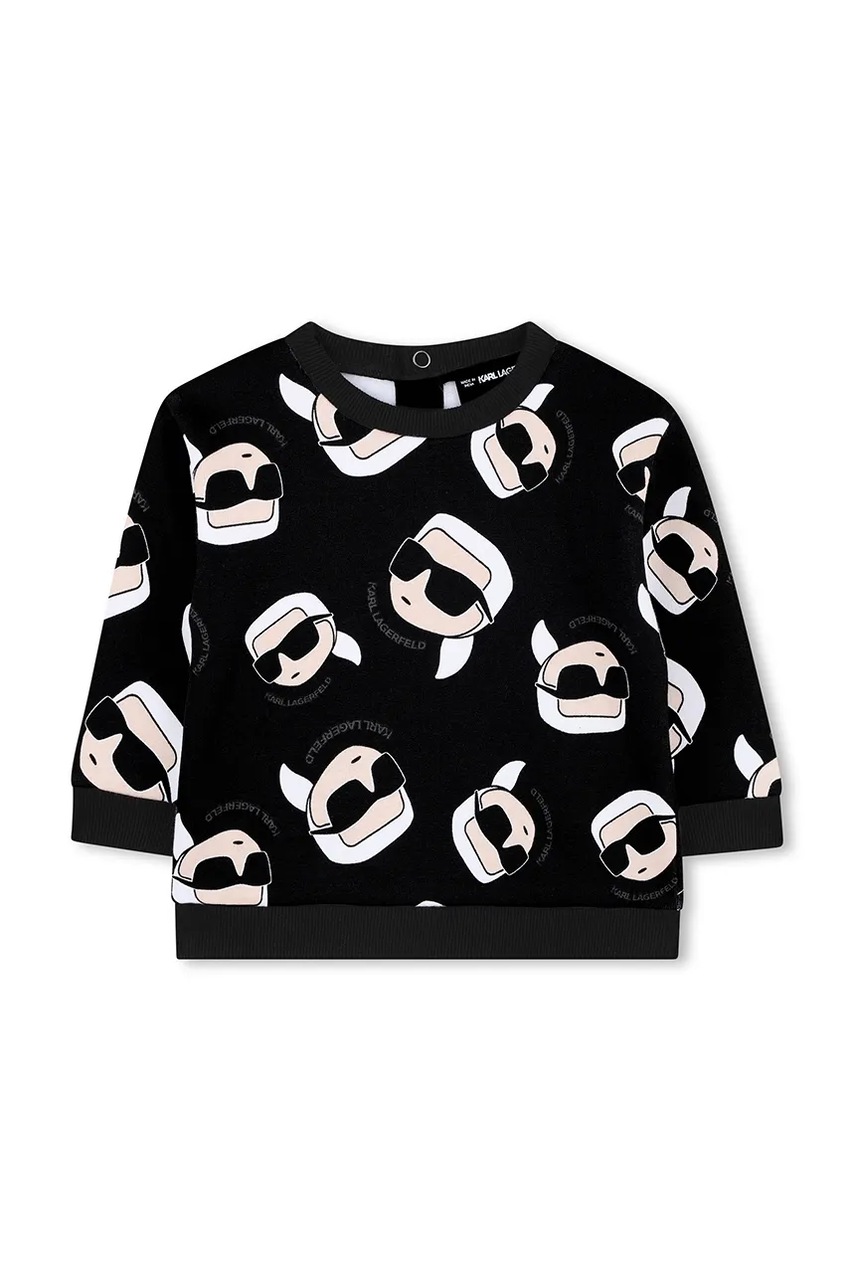 Хлопковая кофта для младенцев Karl Lagerfeld цвет чёрный узор Z30666 Хлопковая кофта для младенцев Karl Lagerfeld цвет чёрный узор Z30666