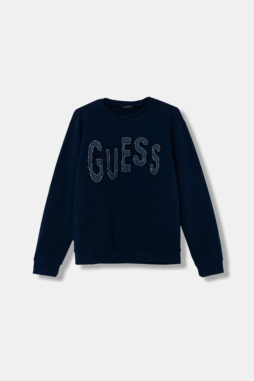 Levně Dětská bavlněná mikina Guess tmavomodrá barva, s aplikací, L5BQ02 KAD74