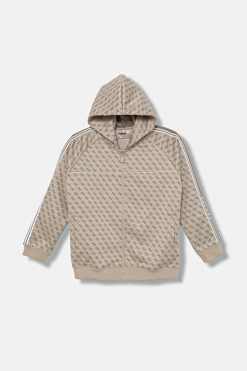 Levně Dětská mikina Guess béžová barva, s kapucí, vzorovaná, L5BQ26 K2042
