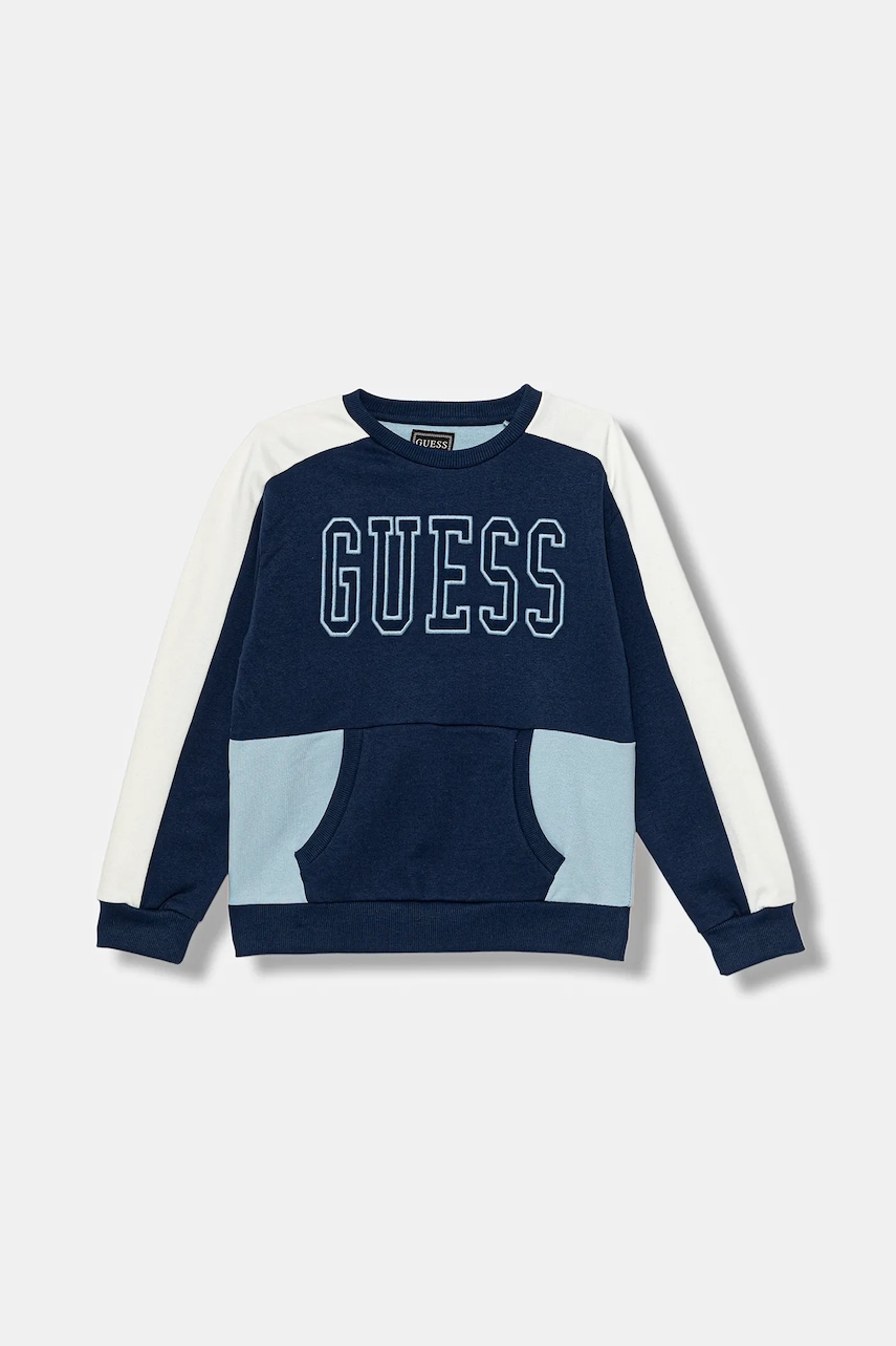 Levně Dětská bavlněná mikina Guess modrá barva, vzorovaná, N5BQ01 KAX74