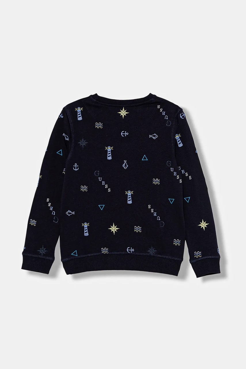 Детская хлопковая кофта Guess цвет синий узор N5BQ03 KAX74