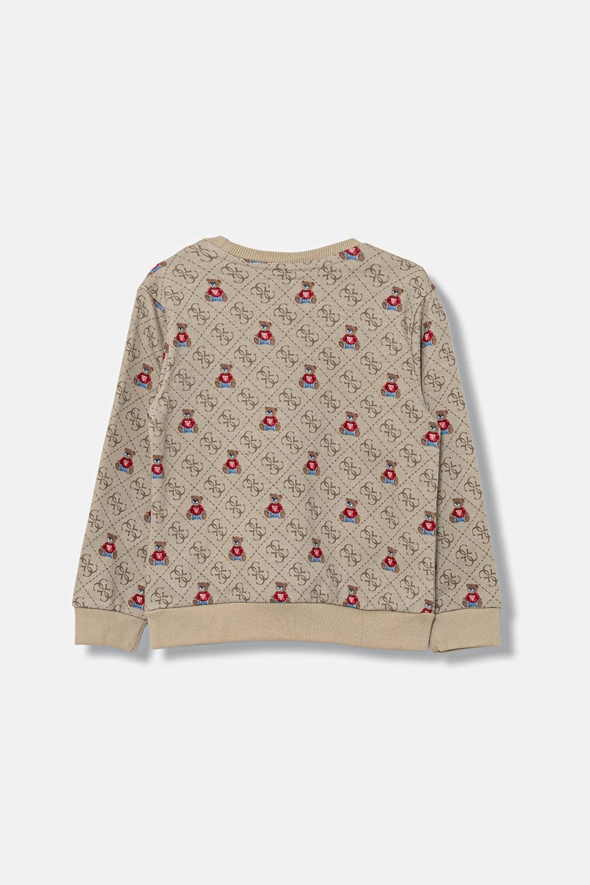 Детская хлопковая кофта Guess цвет бежевый узор N5BQ05 KAD74