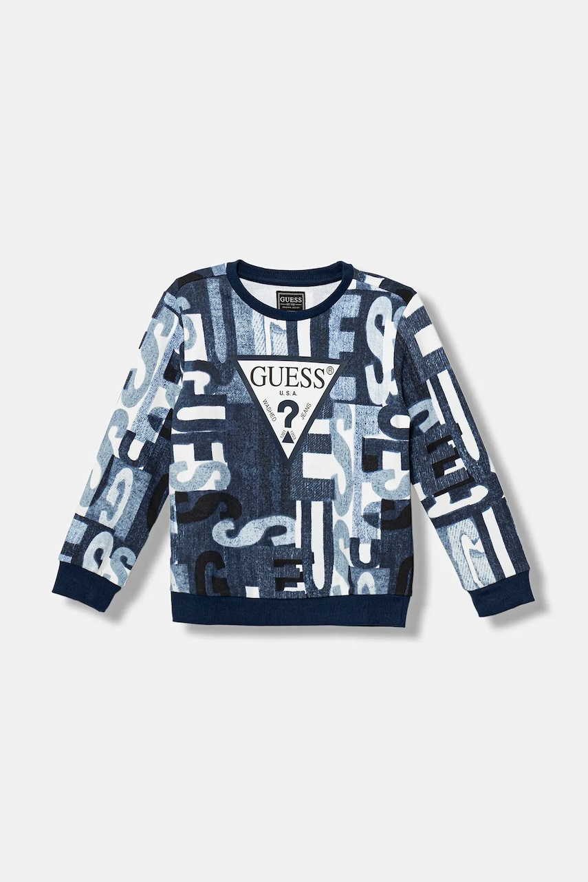 Levně Dětská bavlněná mikina Guess modrá barva, vzorovaná, N5BQ05 KAD74