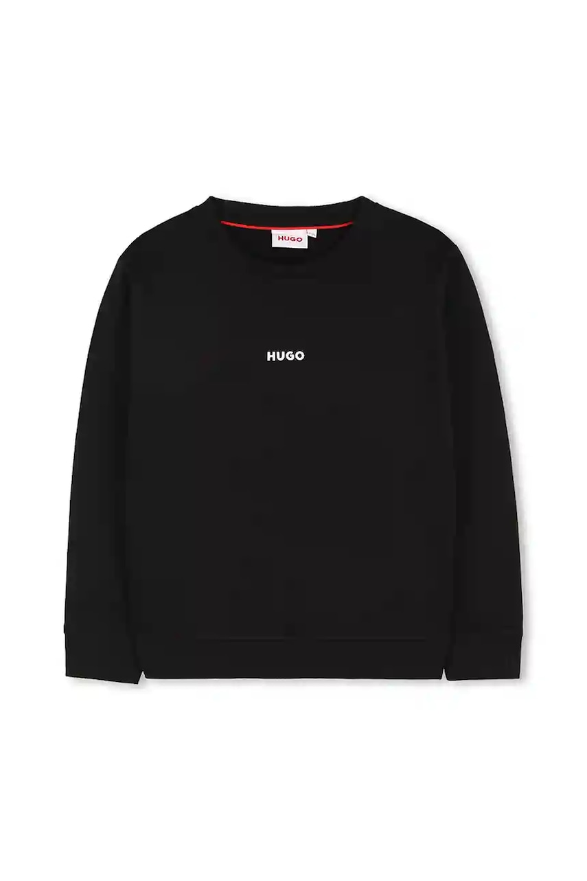 HUGO bluză copii culoarea negru, uni, G00447