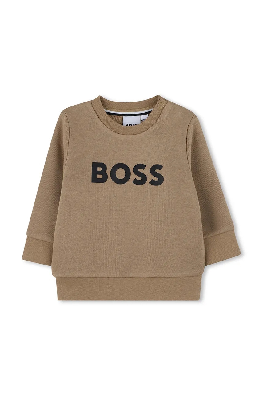 BOSS bluză bebe culoarea maro, cu imprimeu, J52458