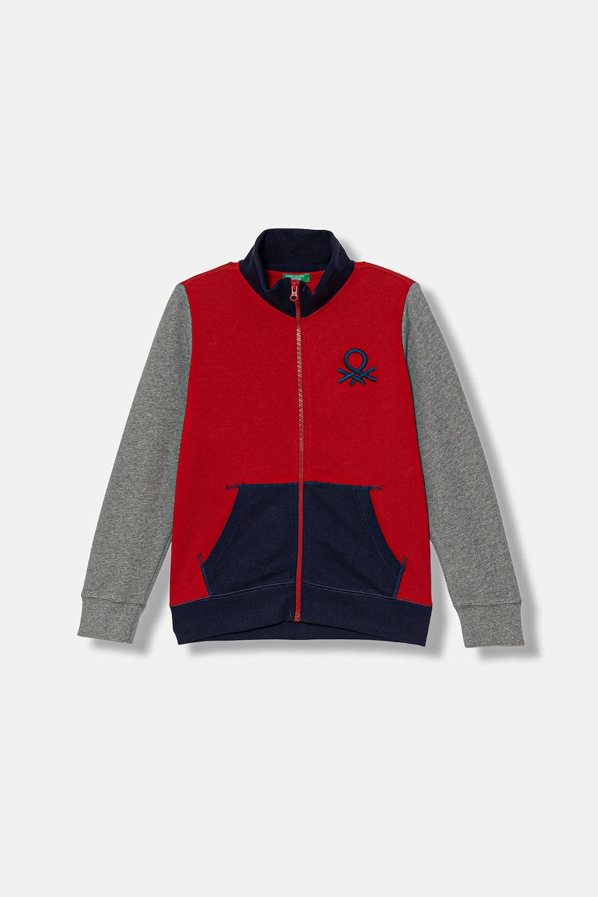 United Colors of Benetton hanorac de bumbac pentru copii culoarea roșu, cu imprimeu, 3J68C501B