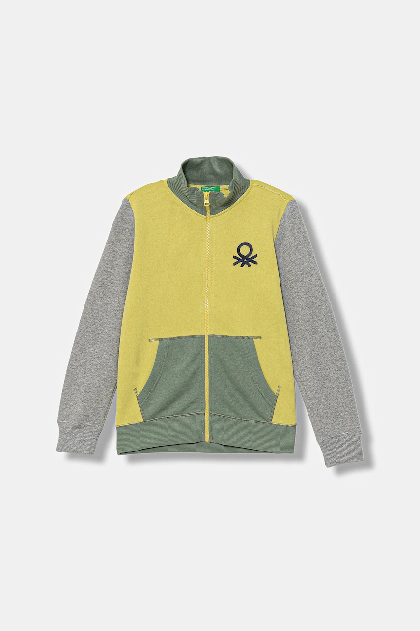 United Colors of Benetton hanorac de bumbac pentru copii culoarea verde, cu imprimeu, 3J68C501B