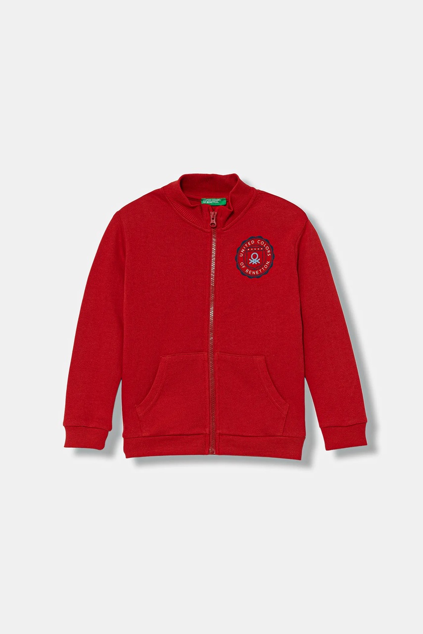 United Colors of Benetton hanorac de bumbac pentru copii culoarea roșu, cu imprimeu, 3J70G503X