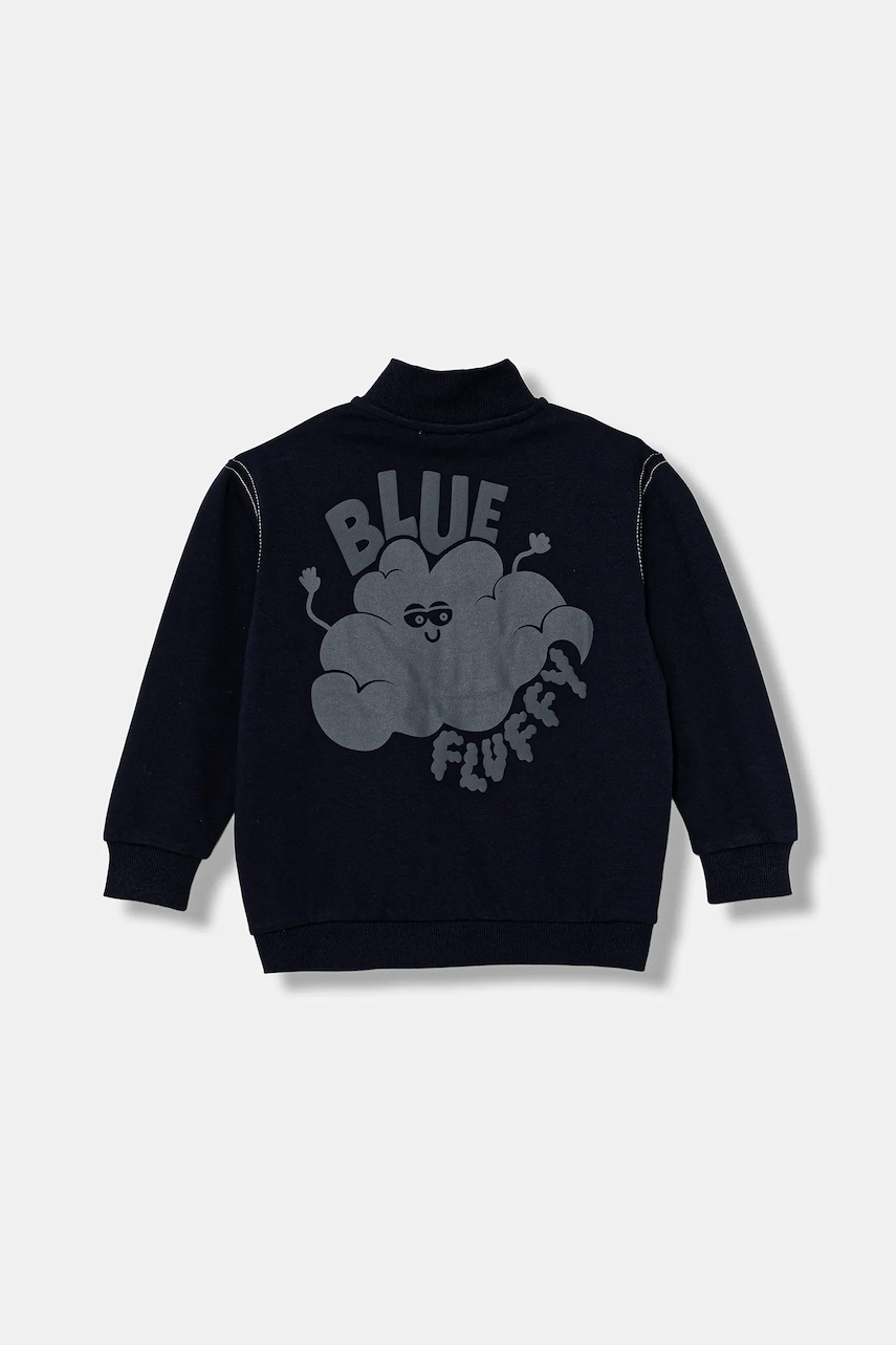 United Colors of Benetton hanorac de bumbac pentru copii culoarea bleumarin, cu imprimeu, 3NBMG5042