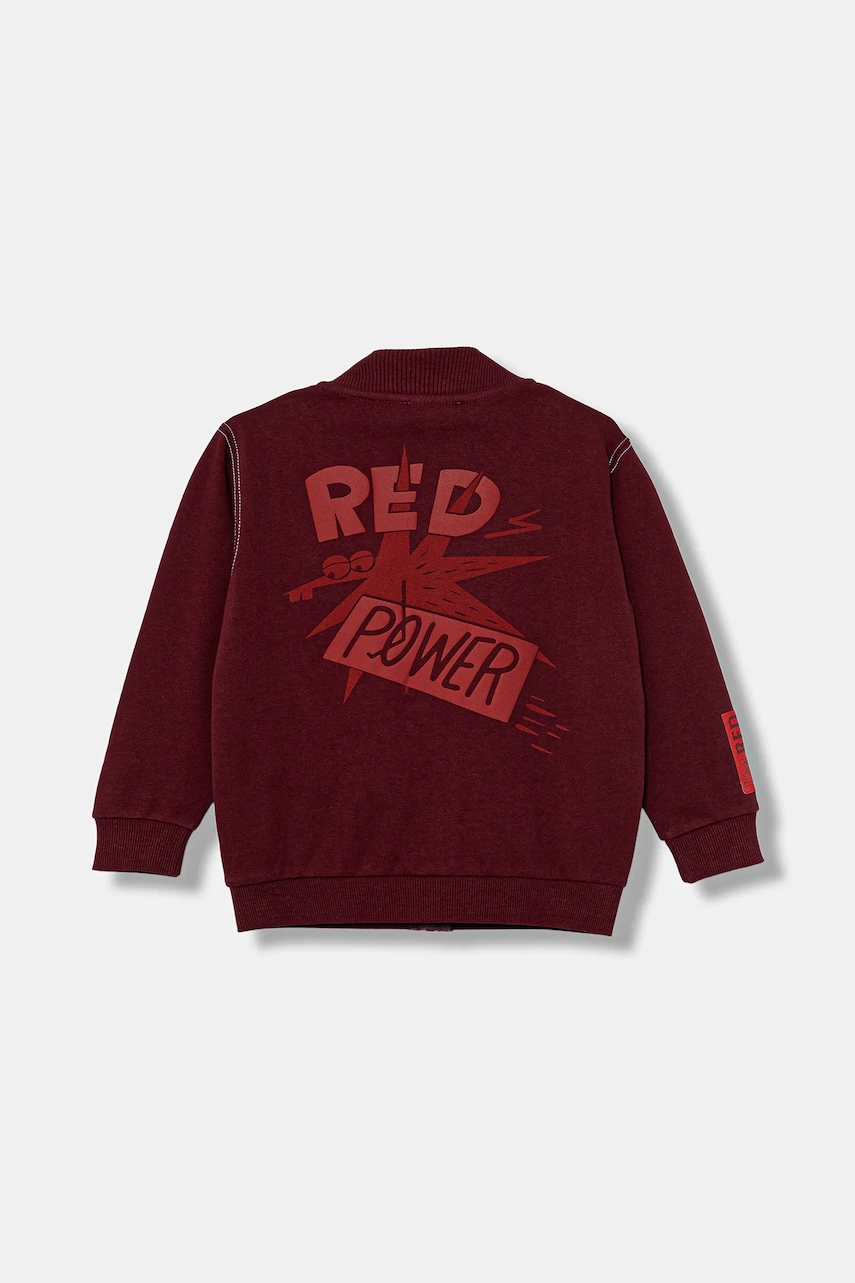 United Colors of Benetton hanorac de bumbac pentru copii culoarea bordo, cu imprimeu, 3NBMG5042