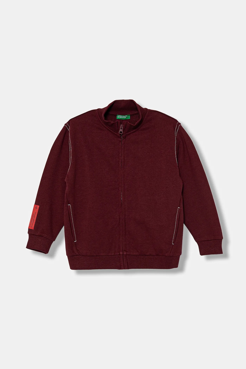 Детская хлопковая кофта United Colors of Benetton цвет бордовый с аппликацией 3NBMG5042 Детская хлопковая кофта United Colors of Benetton цвет бордовый с аппликацией 3NBMG5042
