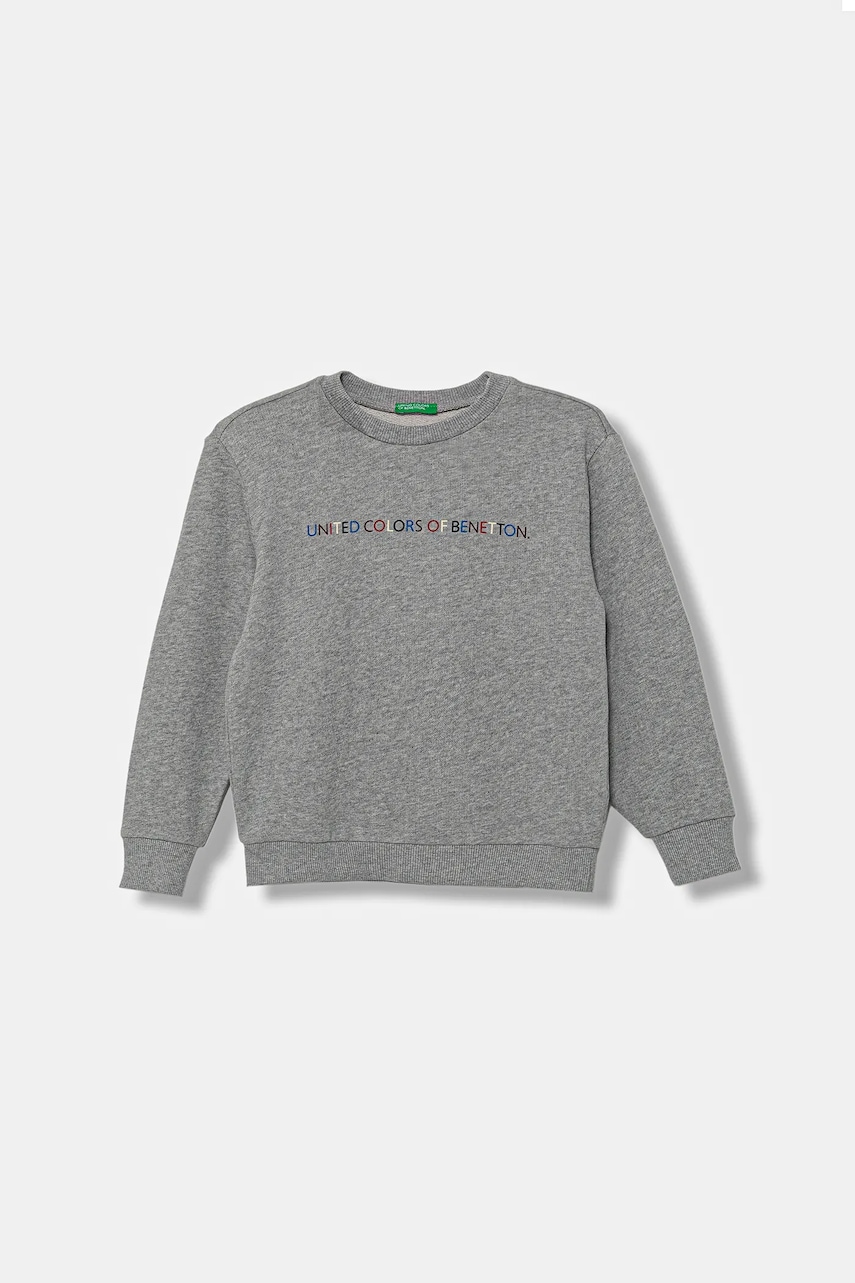 United Colors of Benetton hanorac de bumbac pentru copii culoarea gri, cu imprimeu, 3J68C10PZ